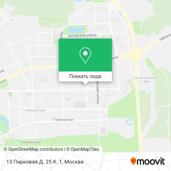 Карта 13 Парковая Д. 25 К. 1