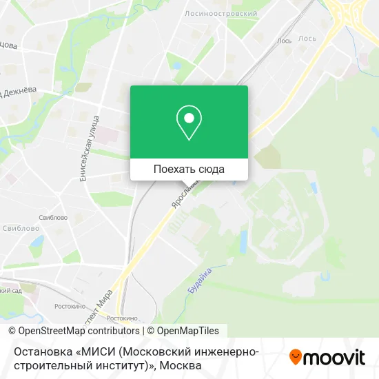 Карта Остановка «МИСИ (Московский инженерно-строительный институт)»