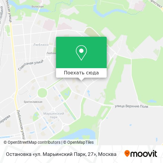 Карта Остановка «ул. Марьинский Парк, 27»