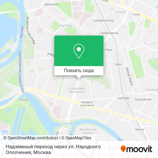 Карта Надземный переход через ул. Народного Ополчения