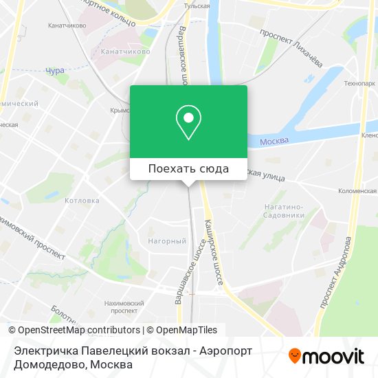 Карта Электричка Павелецкий вокзал - Аэропорт Домодедово