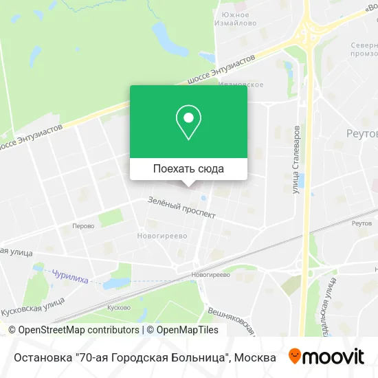 Карта Остановка "70-ая Городская Больница"
