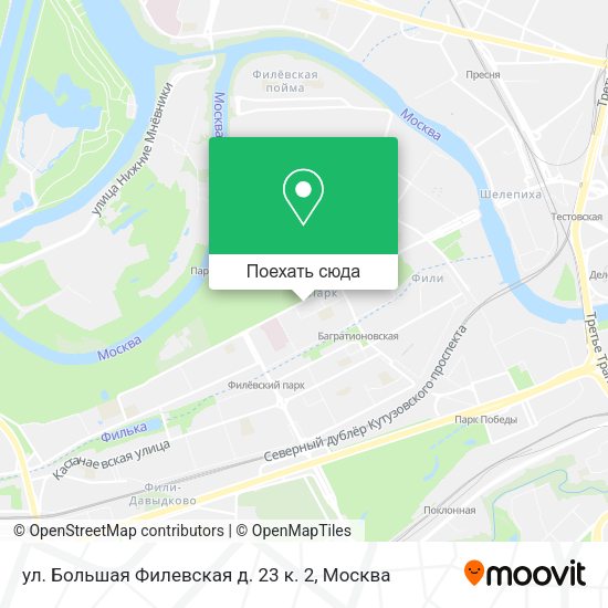 Карта ул. Большая Филевская д. 23 к. 2