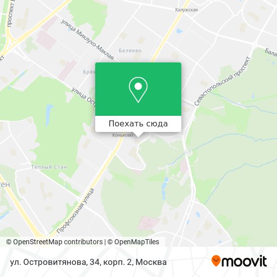 Карта ул. Островитянова, 34, корп. 2