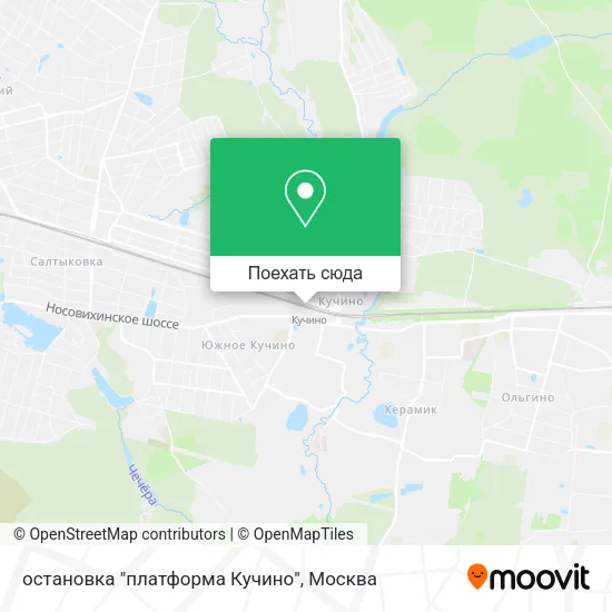 Карта остановка "платформа Кучино"