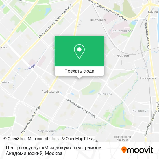 Карта Центр госуслуг «Мои документы» района Академический