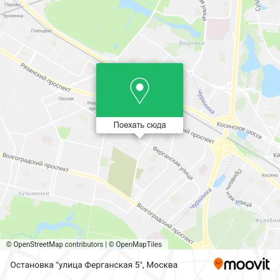 Карта Остановка "улица Ферганская 5"