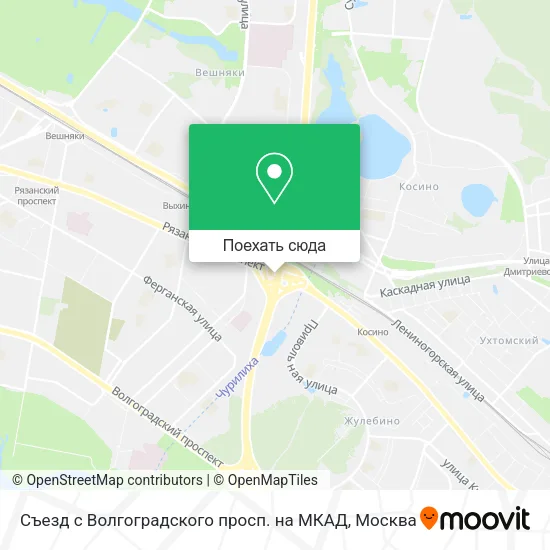 Карта Съезд с Волгоградского просп. на МКАД