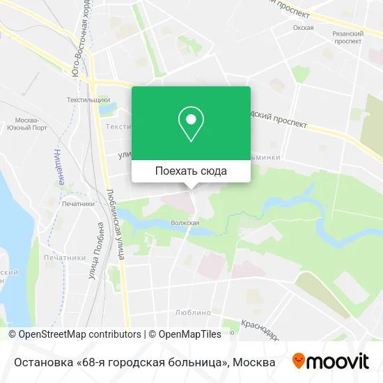 Карта Остановка «68-я городская больница»