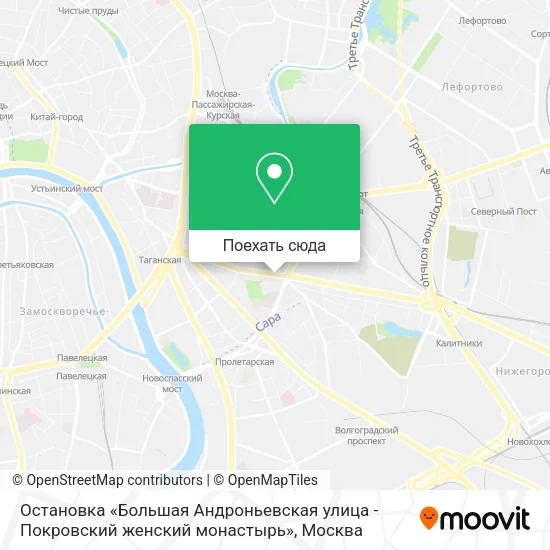 Карта Остановка «Большая Андроньевская улица - Покровский женский монастырь»
