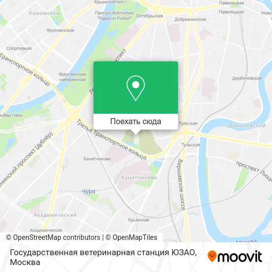 Карта Государственная ветеринарная станция ЮЗАО