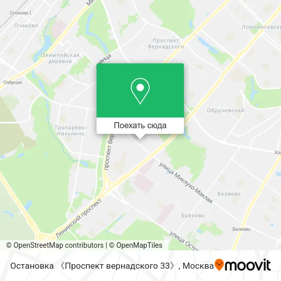 Карта Остановка 《Проспект вернадского 33》