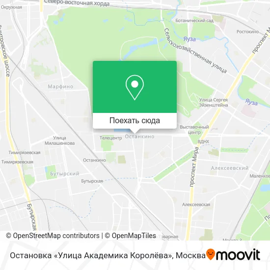 Карта Остановка «Улица Академика Королёва»