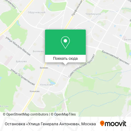 Карта Остановка «Улица Генерала Антонова»