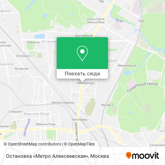 Карта Остановка «Метро Алексеевская»