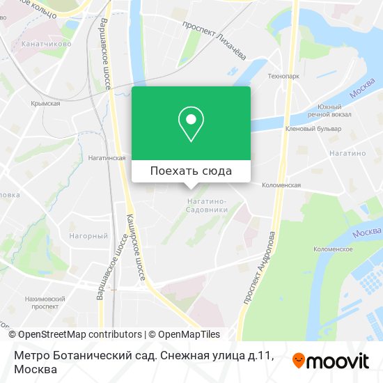 Карта Метро Ботанический сад. Снежная улица д.11