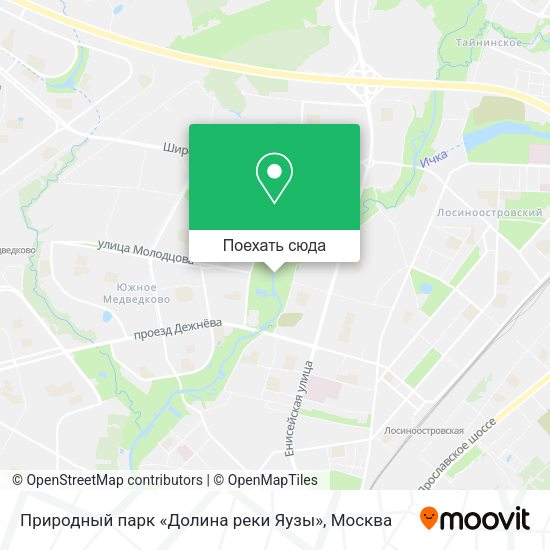 Карта Природный парк «Долина реки Яузы»