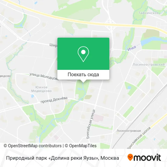 Карта Природный парк «Долина реки Яузы»