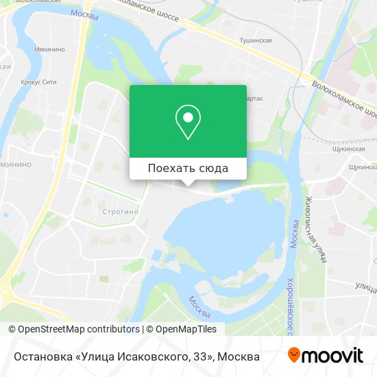 Карта Остановка «Улица Исаковского, 33»