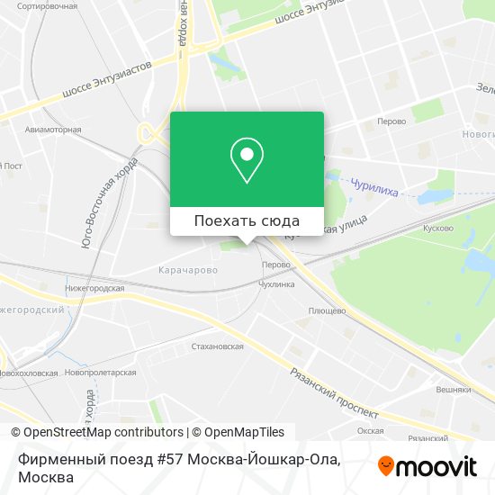 Карта Фирменный поезд #57 Москва-Йошкар-Ола