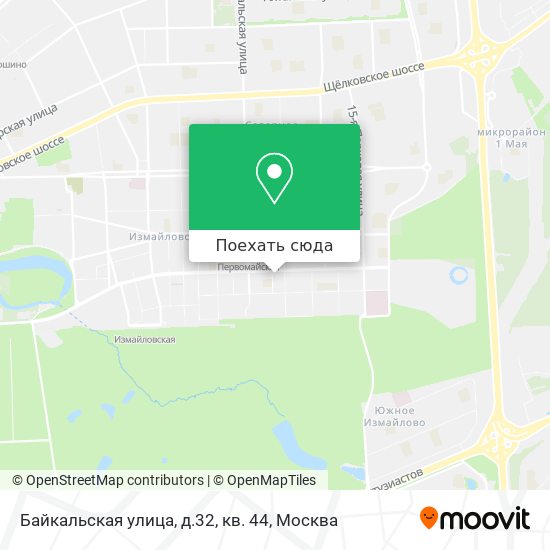 Карта Байкальская улица, д.32, кв. 44