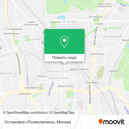 Карта Остановка «Поликлиника»