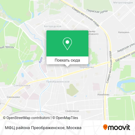 Карта МФЦ района Преображенское