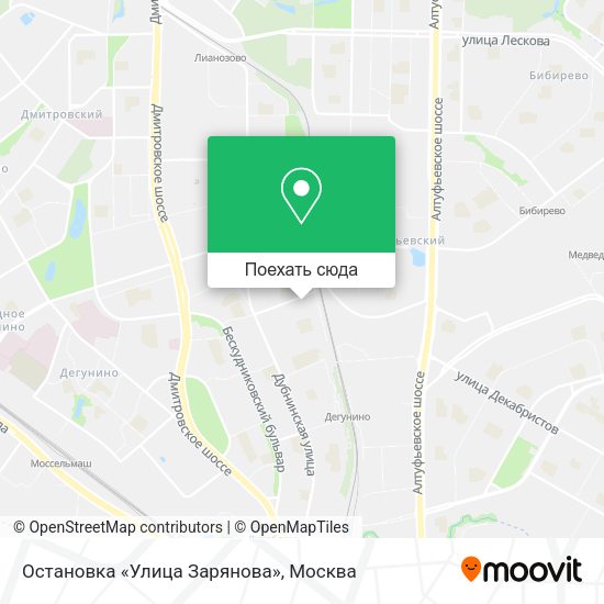 Карта Остановка «Улица Зарянова»