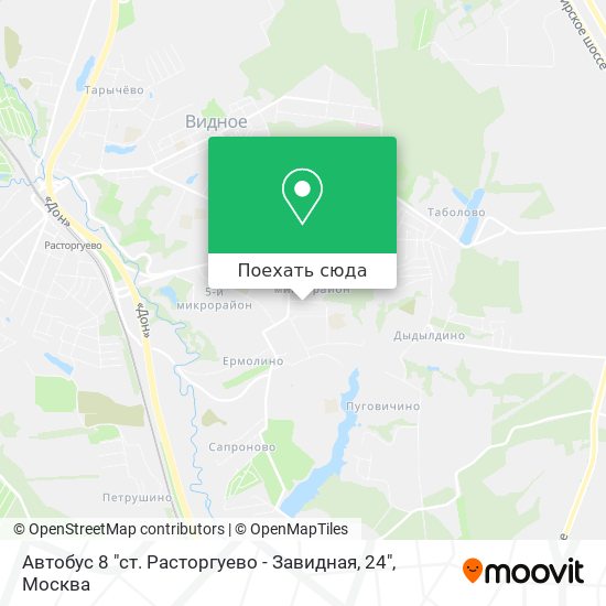 Карта Автобус 8 "ст. Расторгуево - Завидная, 24"