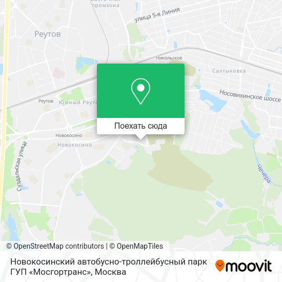 Карта Новокосинский автобусно-троллейбусный парк ГУП «Мосгортранс»