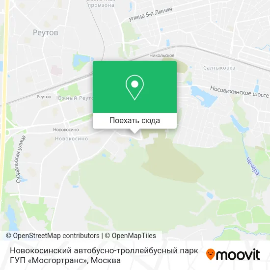 Карта Новокосинский автобусно-троллейбусный парк ГУП «Мосгортранс»