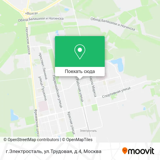 Карта г.Электросталь, ул.Трудовая, д.4