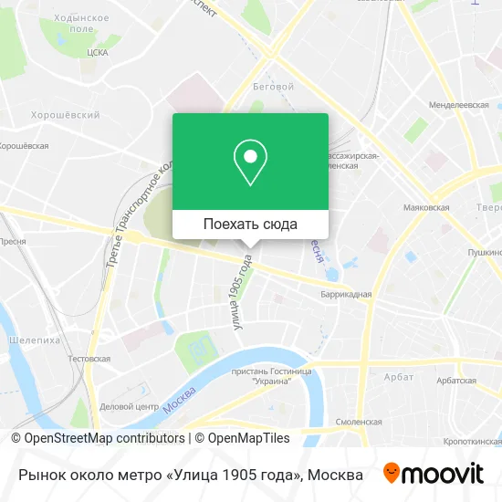 Карта Рынок около метро «Улица 1905 года»