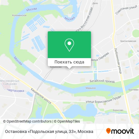 Карта Остановка «Подольская улица, 33»
