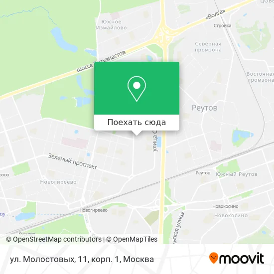 Карта ул. Молостовых, 11, корп. 1