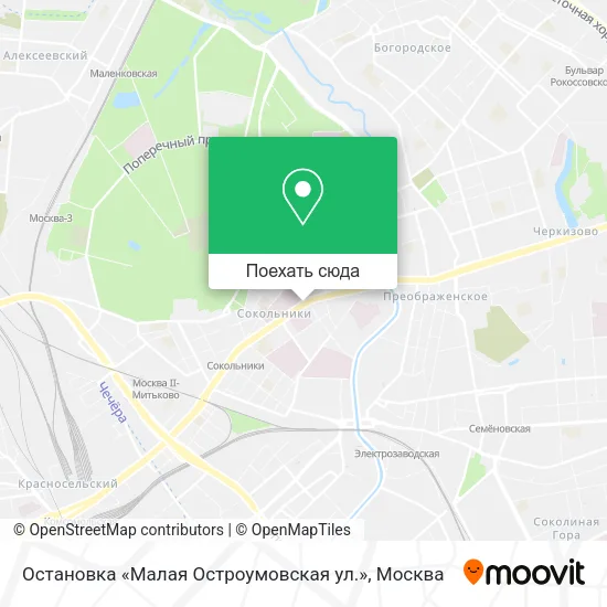 Карта Остановка «Малая Остроумовская ул.»