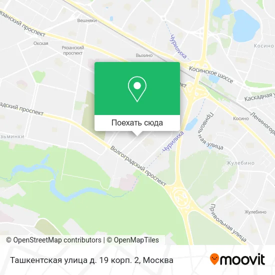 Карта Ташкентская улица д. 19 корп. 2