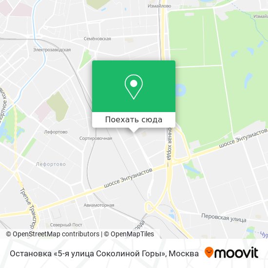 Карта Остановка «5-я улица Соколиной Горы»