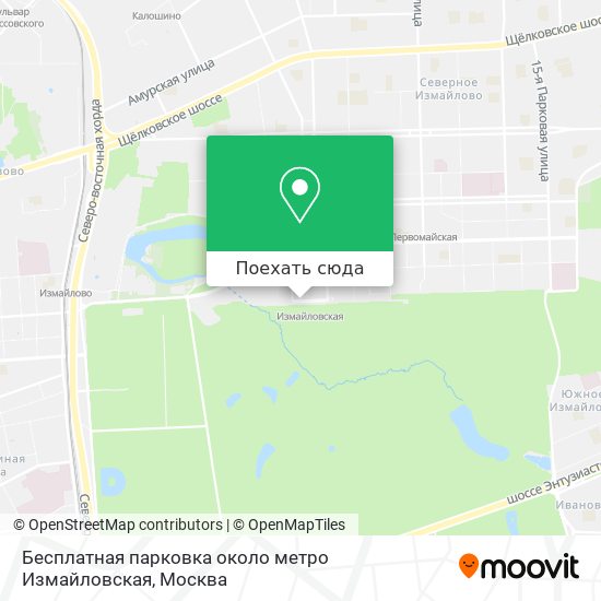 Карта Бесплатная парковка около метро Измайловская