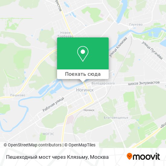 Карта Пешеходный мост через Клязьму