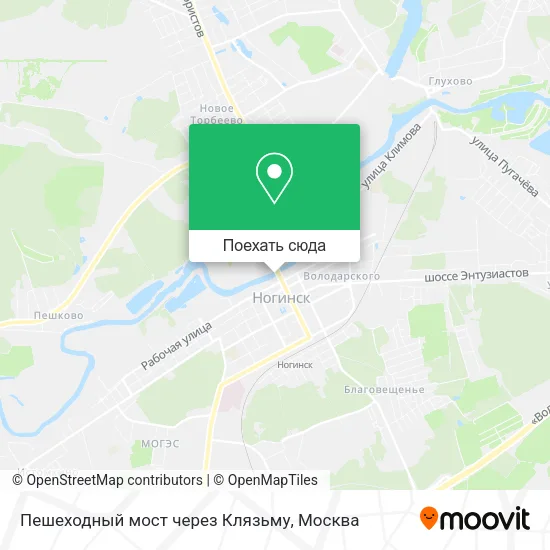 Карта Пешеходный мост через Клязьму