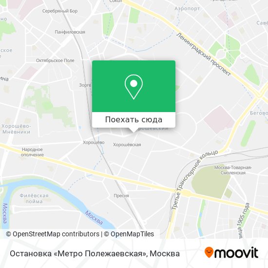 Карта Остановка «Метро Полежаевская»