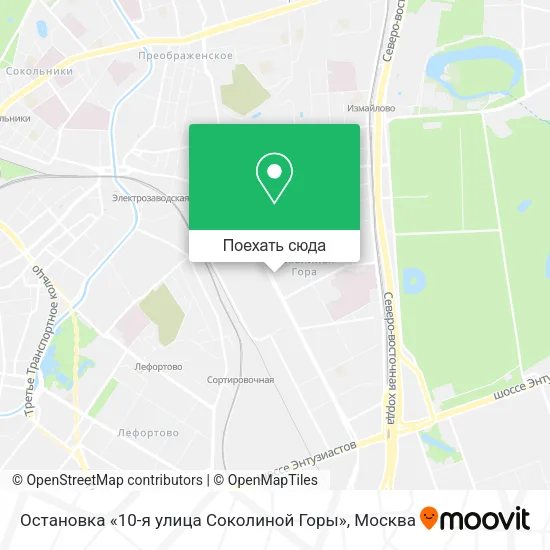 Карта Остановка «10-я улица Соколиной Горы»