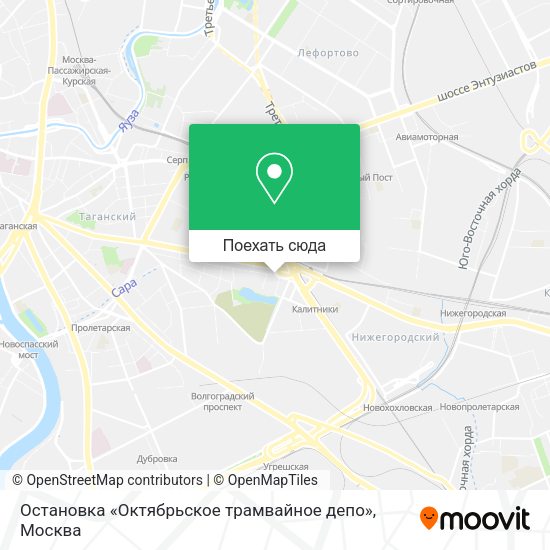 Карта Остановка «Октябрьское трамвайное депо»