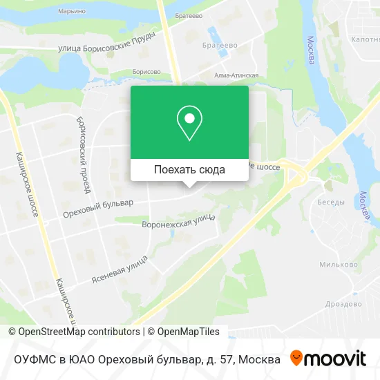 Карта ОУФМС в ЮАО Ореховый бульвар, д. 57