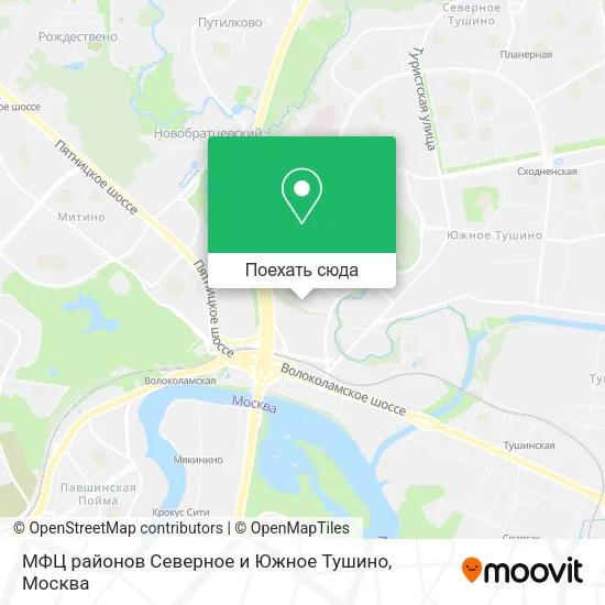 Карта МФЦ районов Северное и Южное Тушино