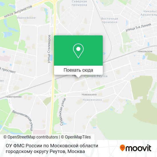 Карта ОУ ФМС России по Московской области городскому округу Реутов