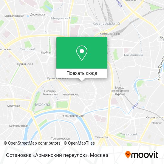 Карта Остановка «Армянский переулок»
