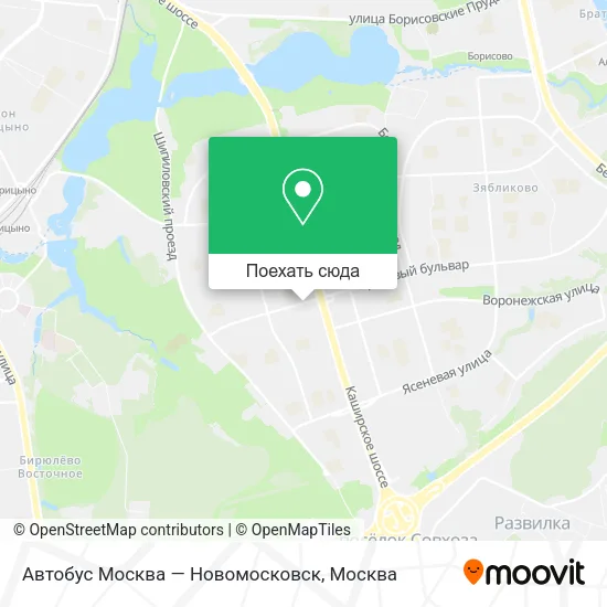 Карта Автобус Москва — Новомосковск