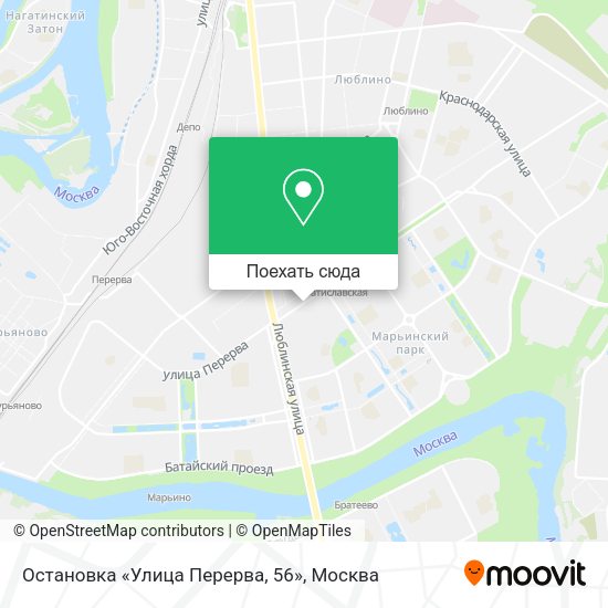 Карта Остановка «Улица Перерва, 56»